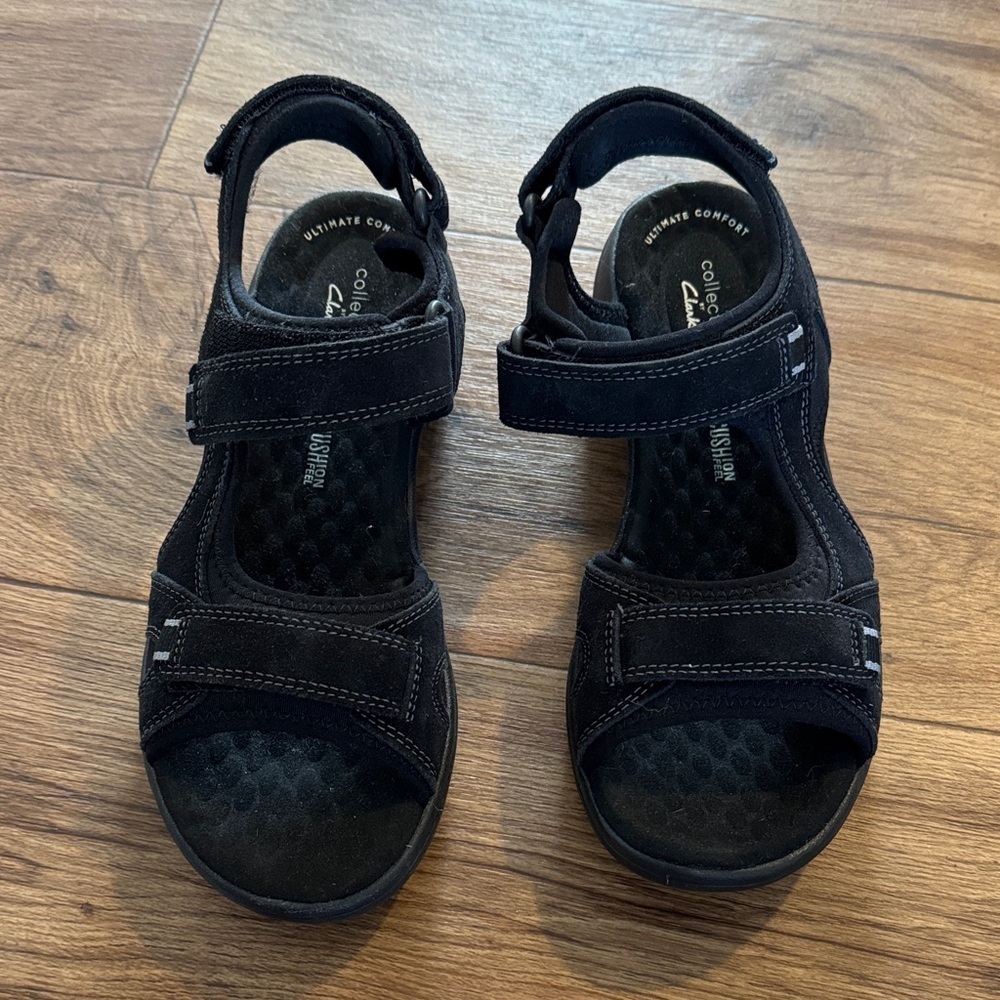 Clarks Black Adjustable Comfort Sandals